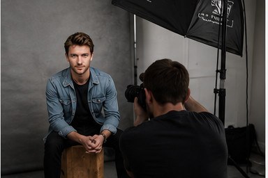 BTS — seated on the apple box between setups.