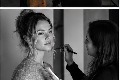 Makeup chair — final touches before the cover sitting.