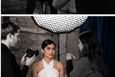 Makeup BTS under the octabox, ten minutes to first frame.