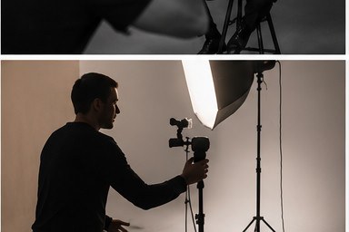 Lighting setup — single softbox key for cover sittings.