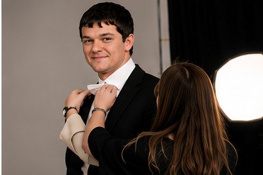 Wardrobe second pass — bowtie reset.