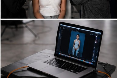 Final retouch — laptop edit at the end of the day.